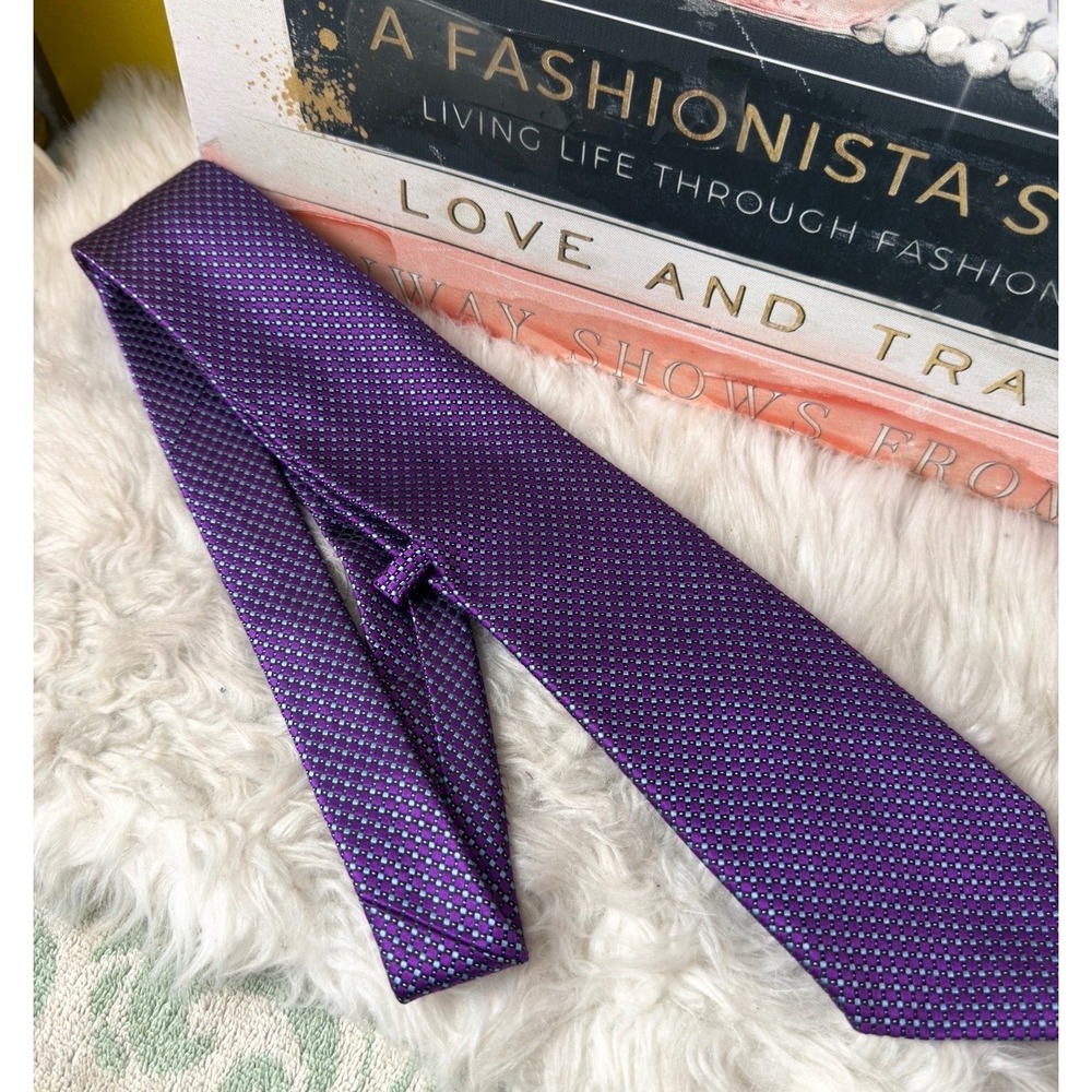 Ermenegildo Zegna Purple Blue Geometric Silk Tie Made in Italy Luxury Necktie